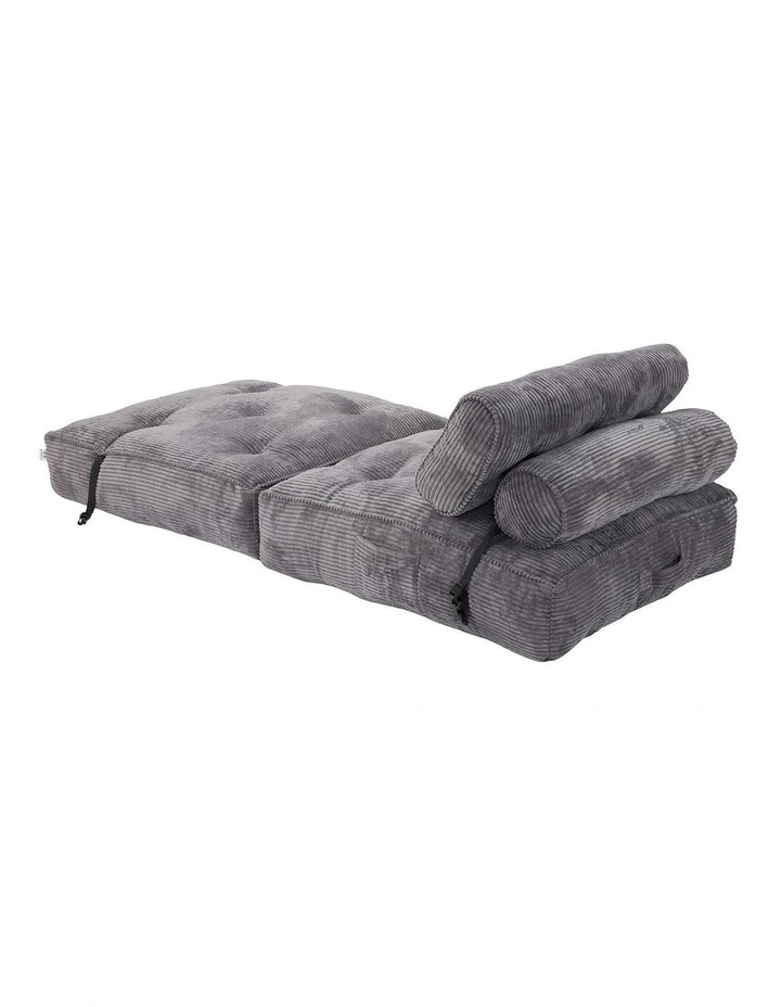 Multi Function Button Fordable Corduroy Compression Lazy Sofa in Grey image 6