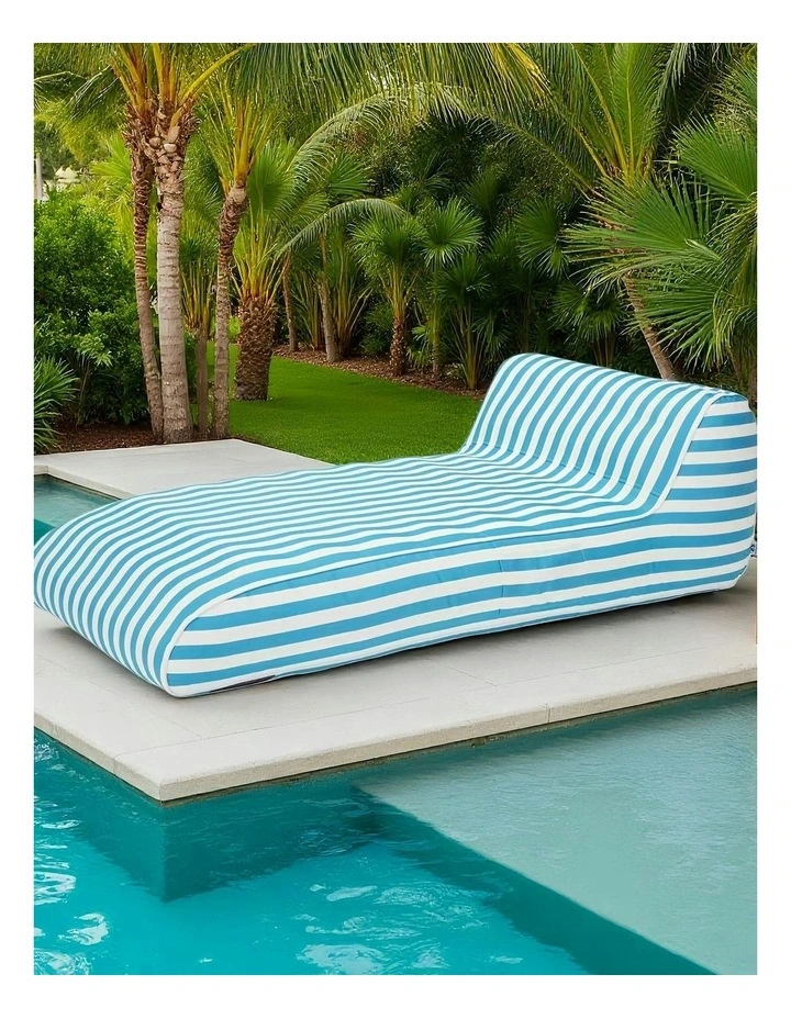 Outdoor Stripes Shape Waterproof Inflatable Lazy Sofa in Light Blue & White image 7