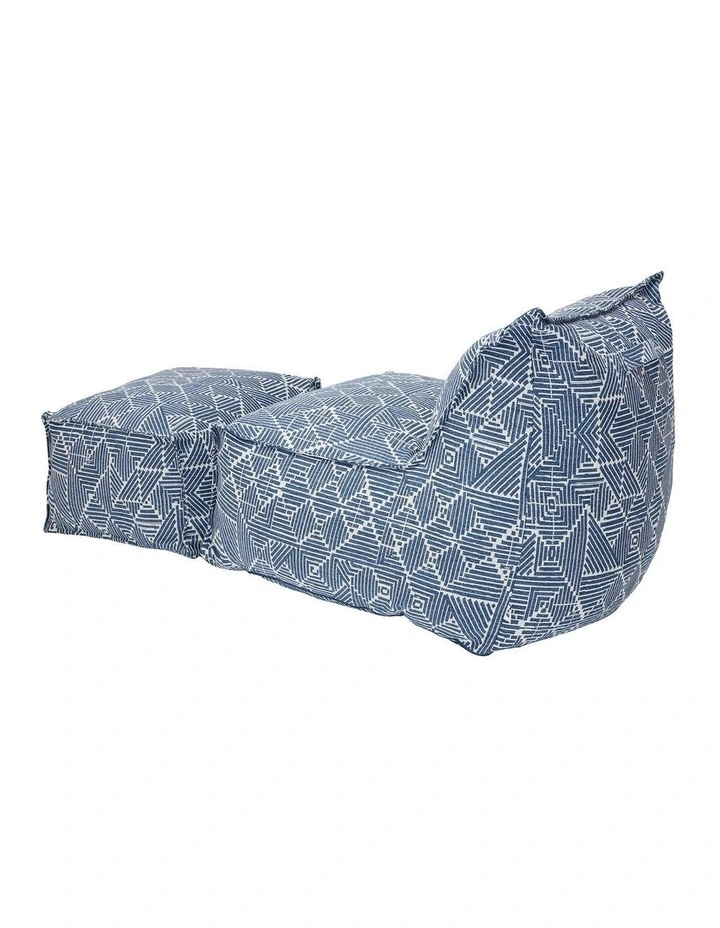 Outdoor Jacquard Fabric Waterproof Compression Sofa With Ottoman in Blue image 3