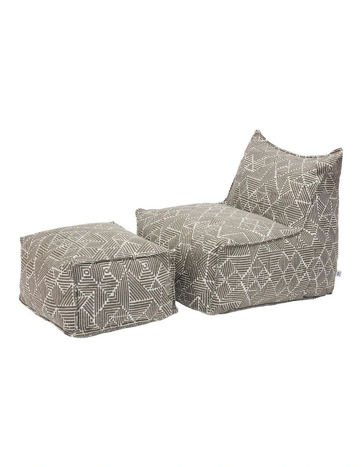 Outdoor Jacquard Fabric Waterproof Compression Sofa With Ottoman in Grey image 1