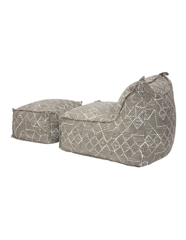 Outdoor Jacquard Fabric Waterproof Compression Sofa With Ottoman in Grey image 3