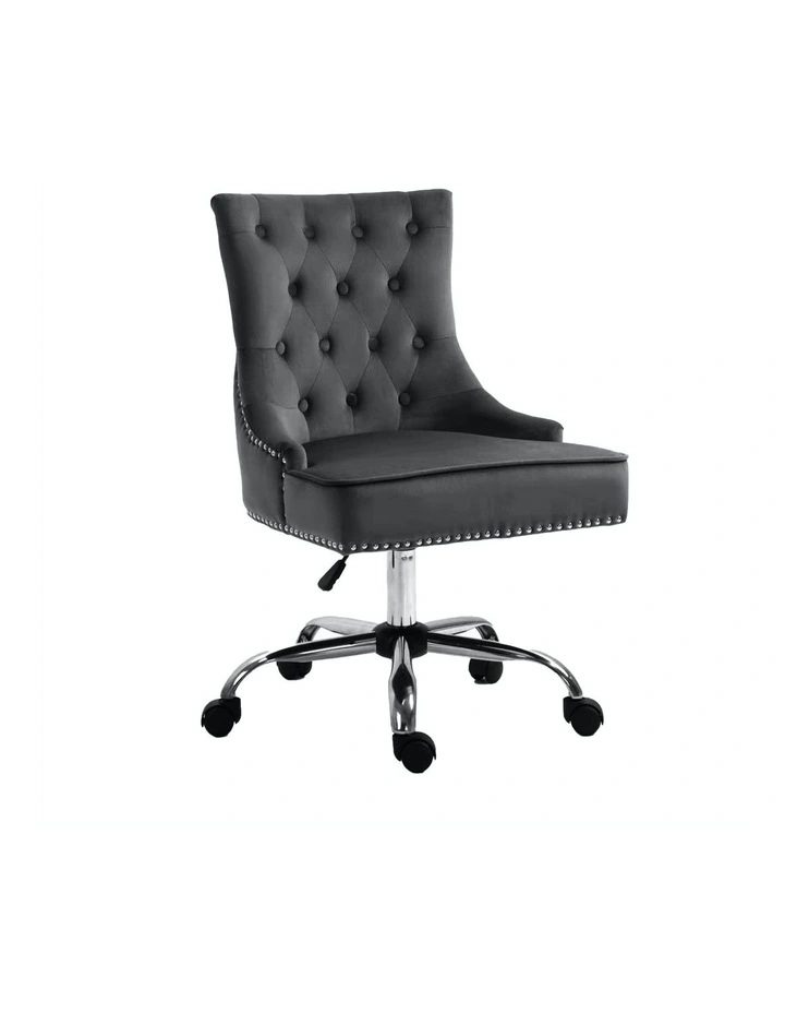 High Back Adjustable Velvet Chair in Black image 1