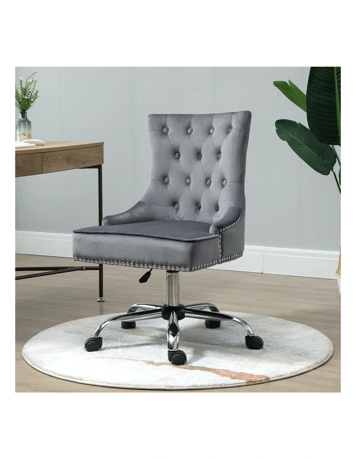 High Back Adjustable Velvet Chair in Black image 2
