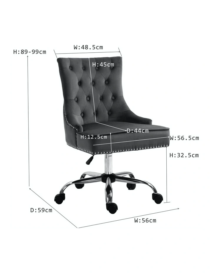 High Back Adjustable Velvet Chair in Black image 3