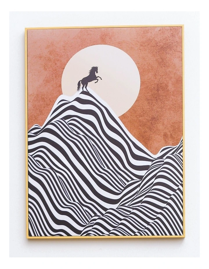 Horse Chasing the Sun Neutral Framed Canvas Wall Art image 1
