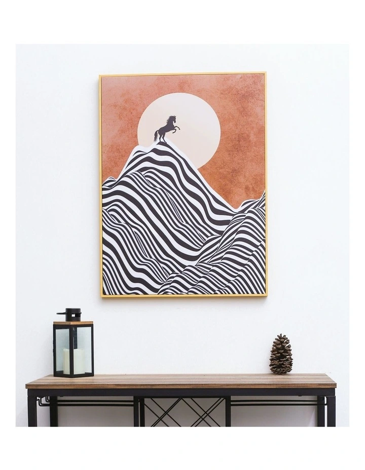 Horse Chasing the Sun Neutral Framed Canvas Wall Art image 2