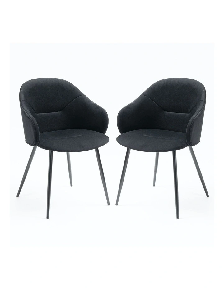 Dining Chair with Fabric Upholstery 2 Piece Set in Black image 1