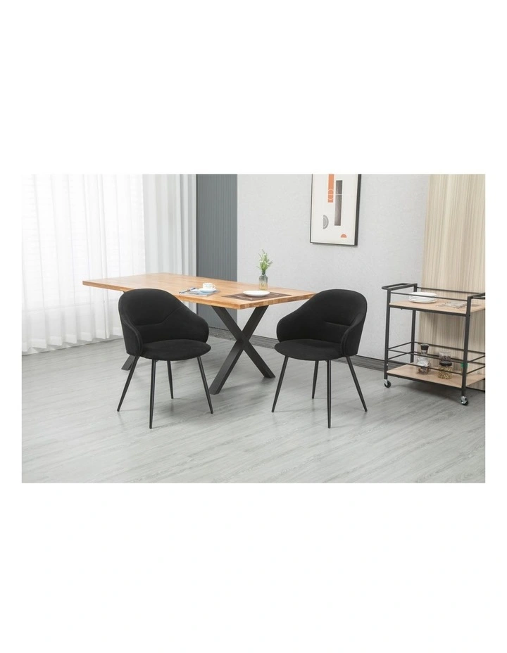 Dining Chair with Fabric Upholstery 2 Piece Set in Black image 3