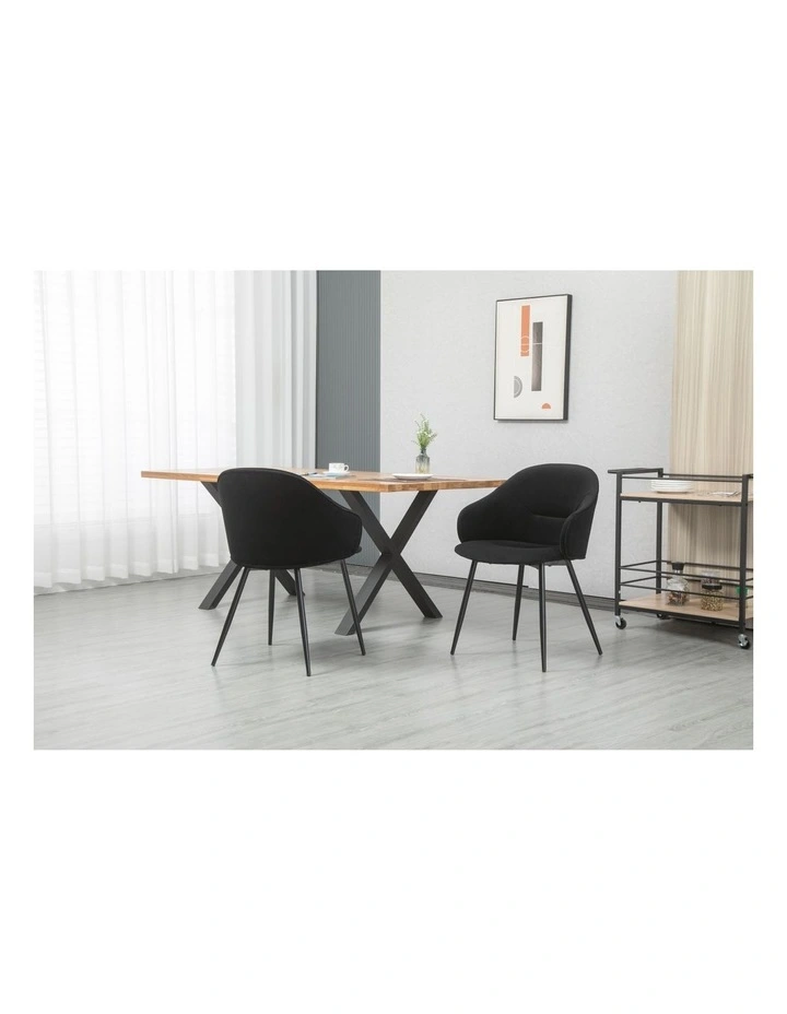 Dining Chair with Fabric Upholstery 2 Piece Set in Black image 4