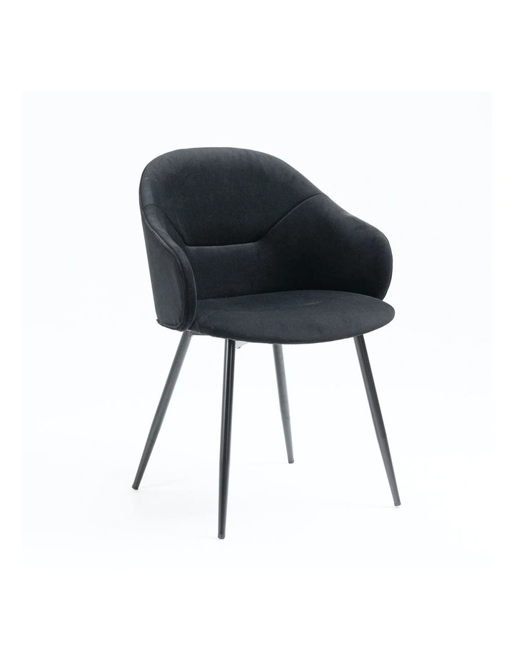 Dining Chair with Fabric Upholstery 2 Piece Set in Black image 5