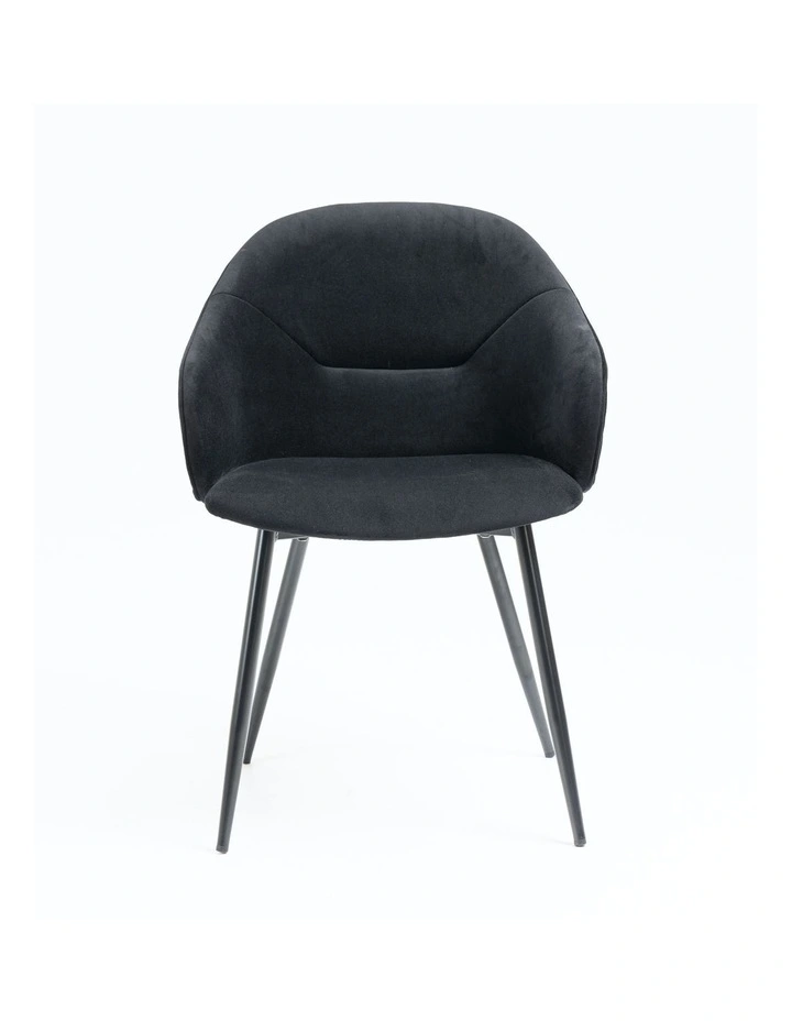 Dining Chair with Fabric Upholstery 2 Piece Set in Black image 6