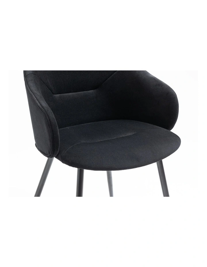 Dining Chair with Fabric Upholstery 2 Piece Set in Black image 7