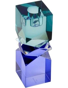 Alma Candle Holder 13.5cm in Green/Blue