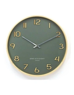 Wallace Silent Wall Clock 30cm in Olive Green