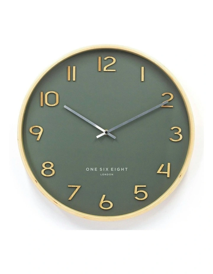 Wallace Silent Wall Clock 30cm in Olive Green image 1