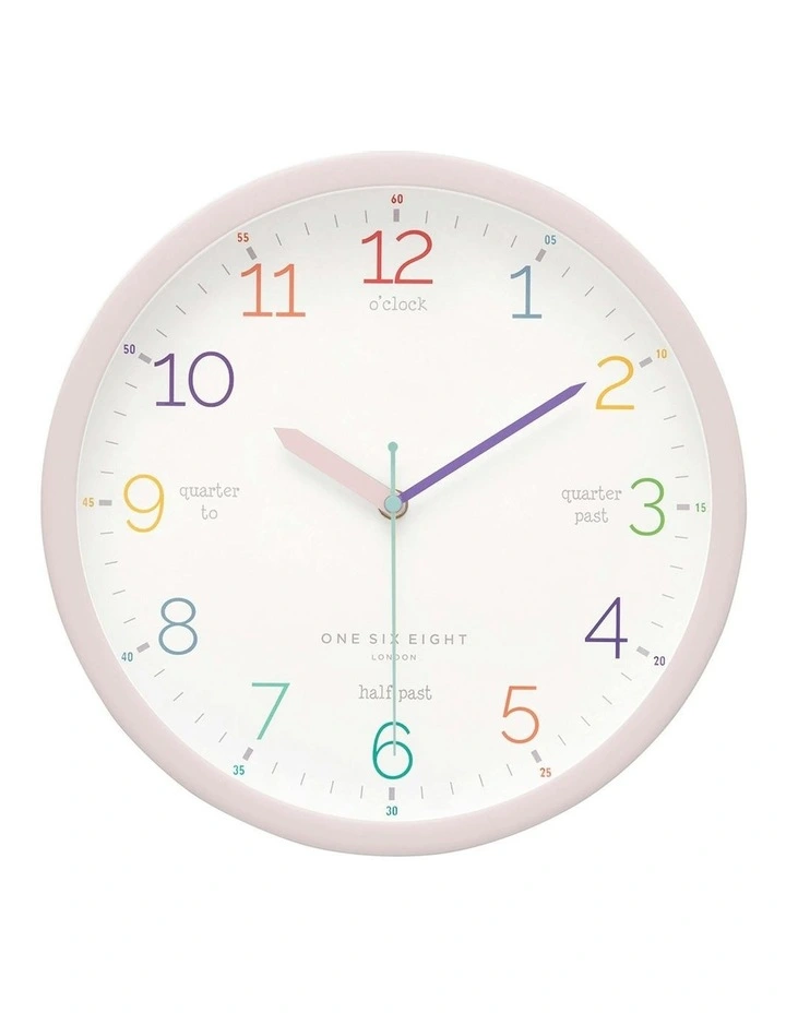 Learn The Time Silent Wall Clock 30cm in Blush image 1