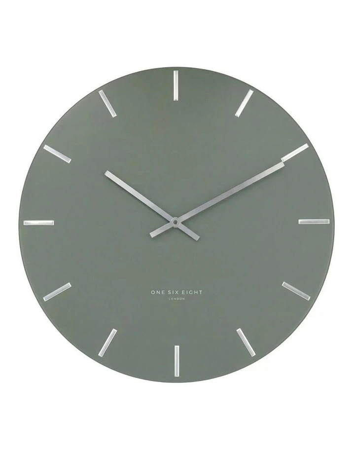 Luca Silent Wall Clock 40cm in Olive Green image 1