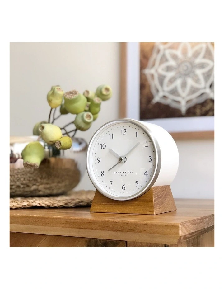 Nina White Silent Alarm Clock image 3