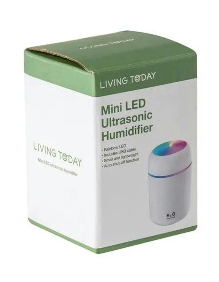 Mini LED Ultrasonic Humidifier 300ml in White image 4