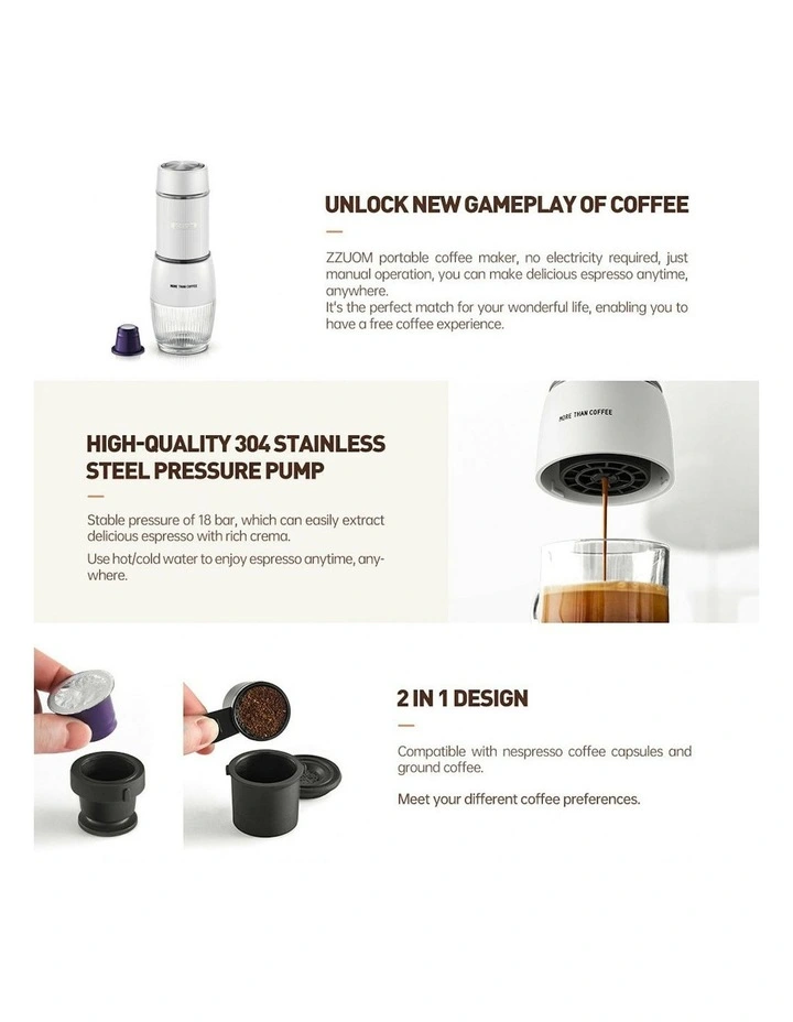 Living Today Portable Hand Press Espresso Coffee Machine In White MYER