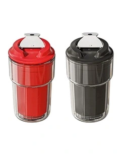 Double wall insulated Coffee Cup 460Ml 2 Pack in Red/Black