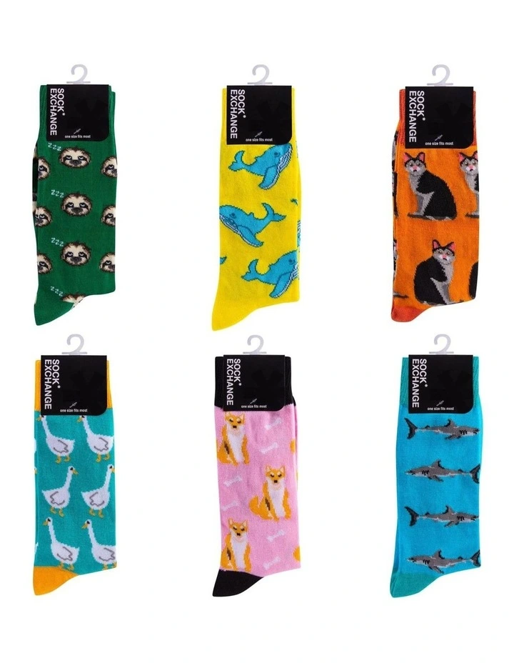 Living Today Fashion Novelty Funny Socks 6 Pairs In Rainbow MYER