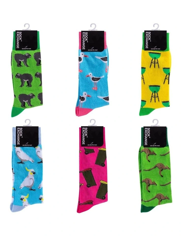 Living Today Fashion Novelty Funny Socks 6 Pairs In Rainbow MYER