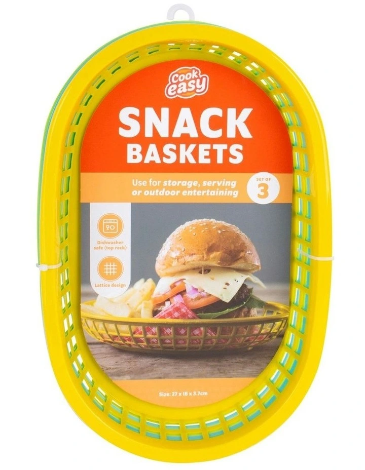 Living Today Cook Easy Set of 3 Oval Plastic Snack Baskets in Yellow MYER