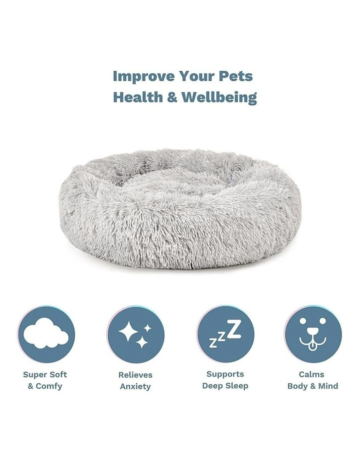 Nest Plush Donut Faux Fur Calming Pet M in Grey image 6