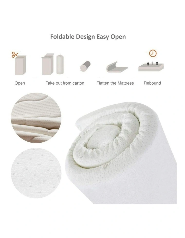 Memory Foam King Mattress Topper with Bamboo Cover 6cm in White image 3