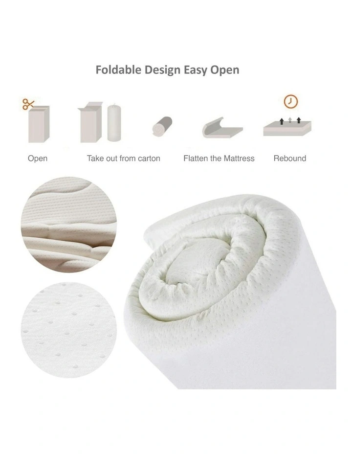 Memory Foam King Mattress Topper with Bamboo Cover 6cm in White image 5