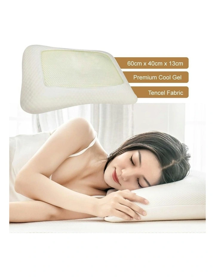 Premium Cool Gel Neck Relief Memory Foam Pillow in White image 2