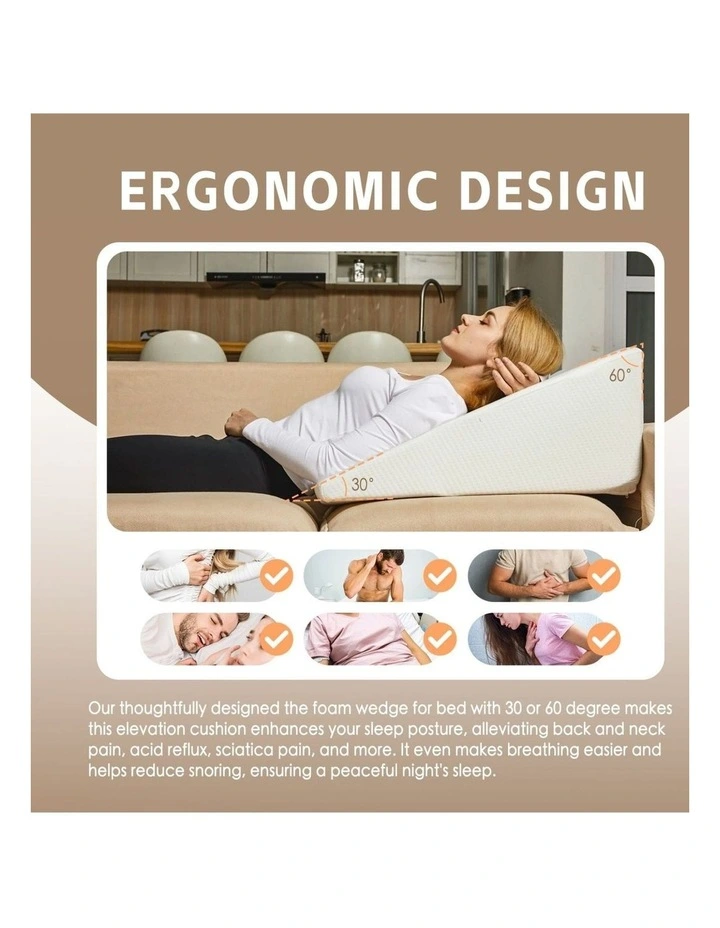 Memory Foam Bed Wedge Back Support Pillow in White image 4