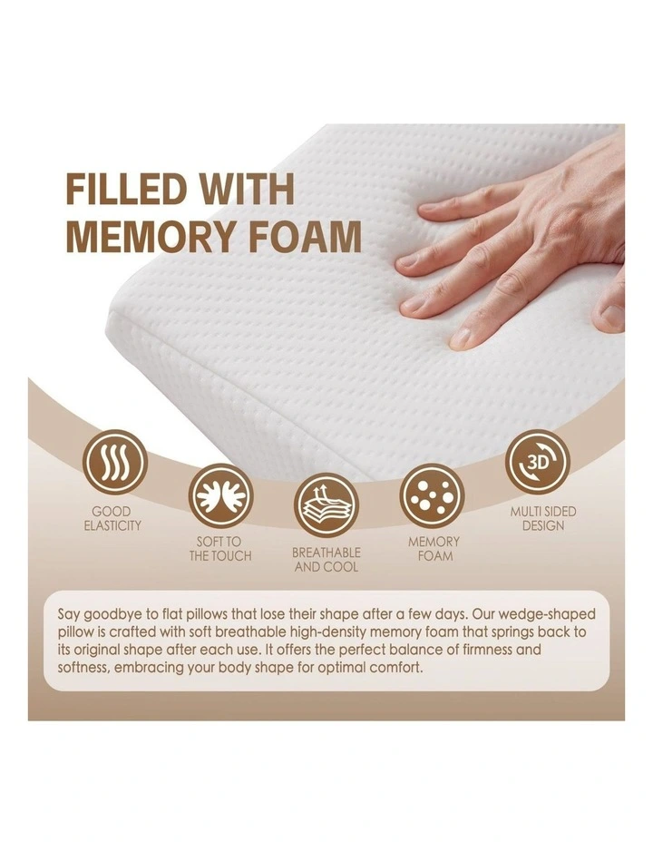 Memory Foam Bed Wedge Back Support Pillow in White image 4