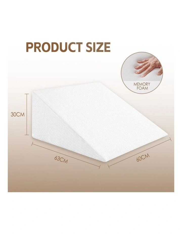 Memory Foam Bed Wedge Back Support Pillow in White image 5