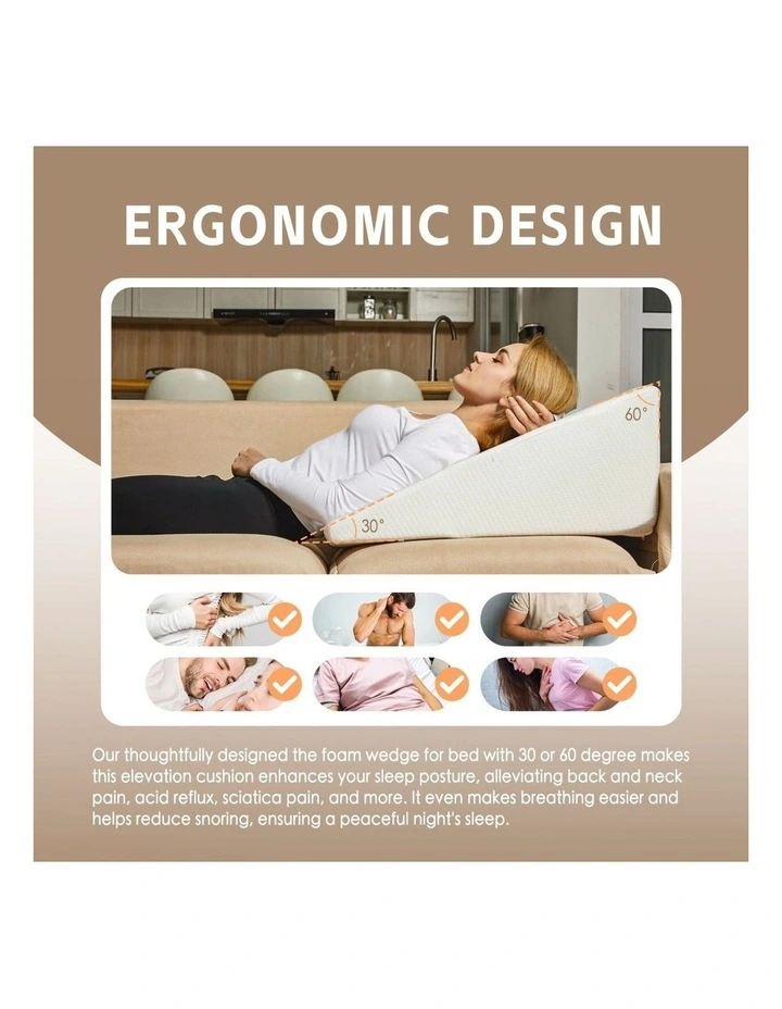 Memory Foam Bed Wedge Back Support Pillow in White image 5