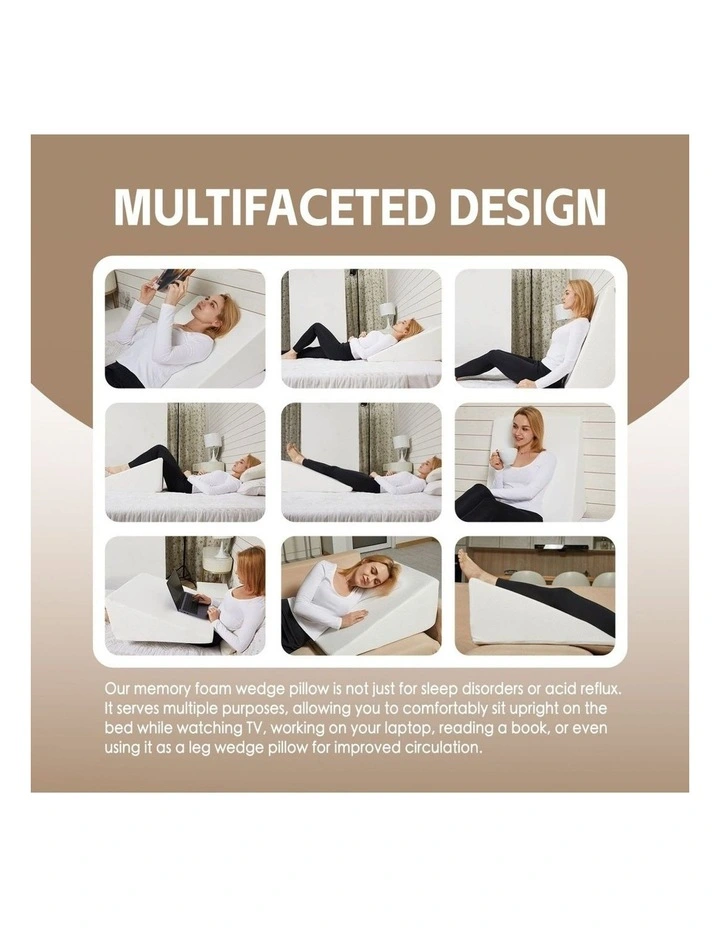 Memory Foam Bed Wedge Back Support Pillow in White image 6