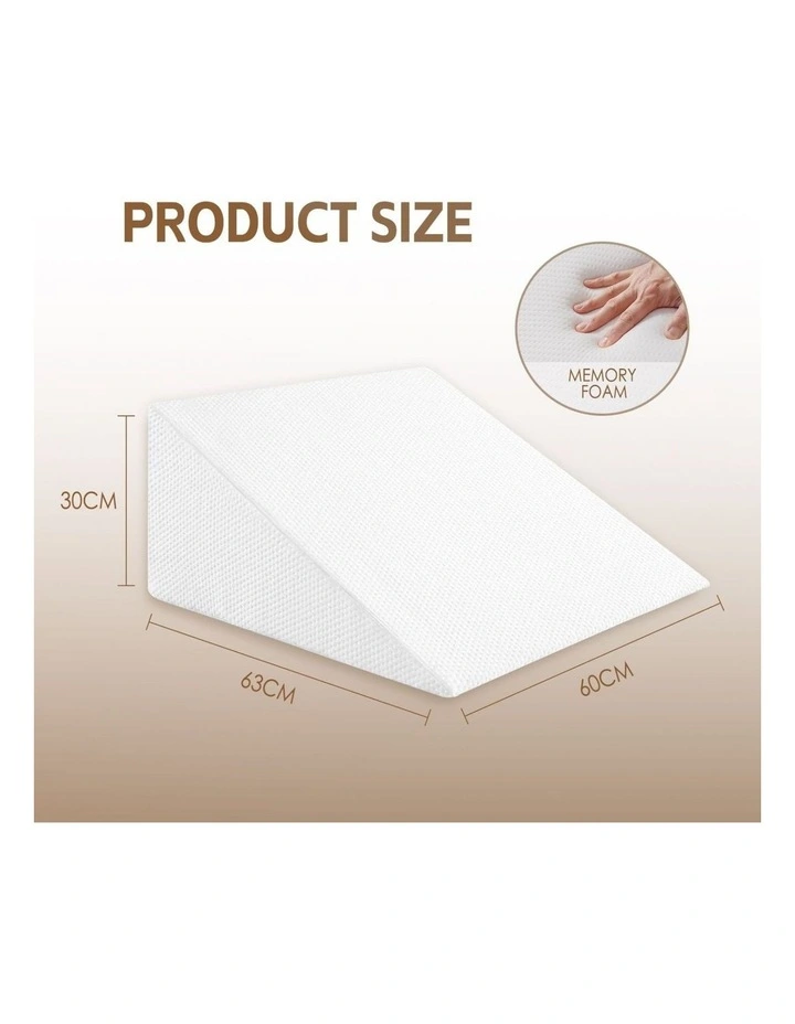 Memory Foam Bed Wedge Back Support Pillow in White image 7