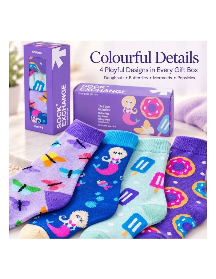 Socks Gift Box 4 Pairs Exchange Kids in Assorted image 4
