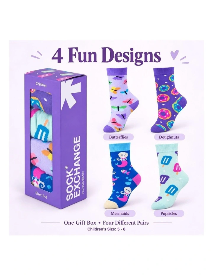 Socks Gift Box 4 Pairs Exchange Kids in Assorted image 6