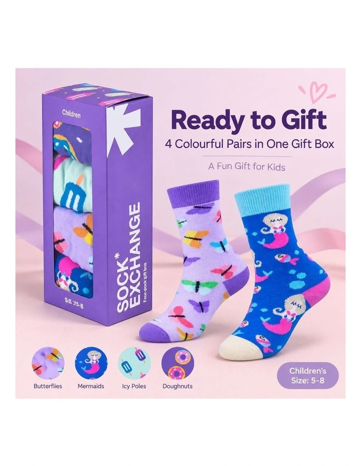 Socks Gift Box 4 Pairs Exchange Kids in Assorted image 7