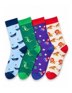 Socks Gift Boxed 4 Pairs in Multi