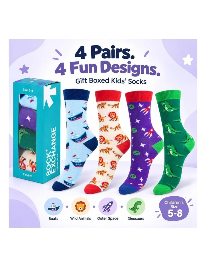Socks Gift Boxed 4 Pairs in Multi image 2