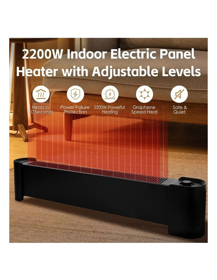 Graphene Floor Electric Heater 2200W in Black image 1