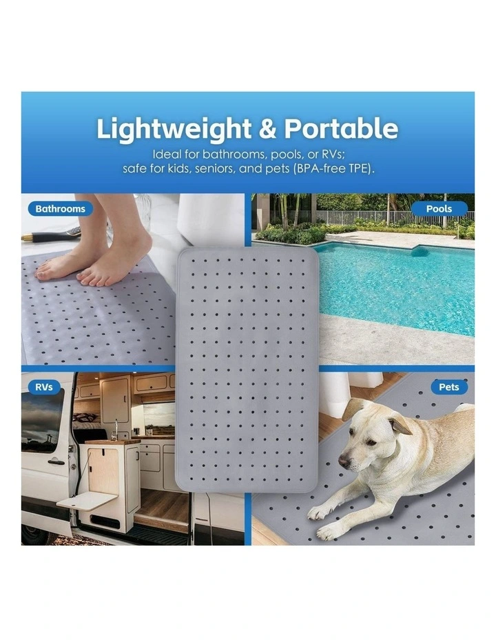 Anti-Slip Grip Shower Mat 70x40cm 2 Pieces in Grey image 7