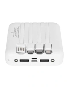 Fast Charge Power Bank With 4 Built-In Cables And LED Lights 5000MAH