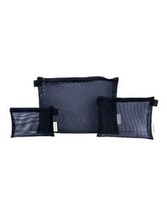 Zipper Travel Cosmetic Mesh Bag Set 3 Pack in Black