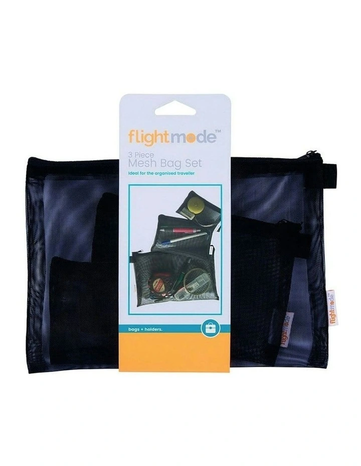 Zipper Travel Cosmetic Mesh Bag Set 3 Pack in Black image 5