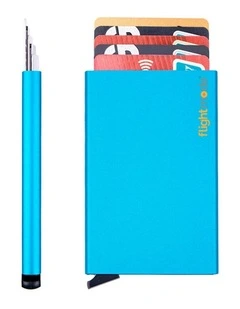 Aluminium RFID Blocking Pop-up Card Holder in Blue