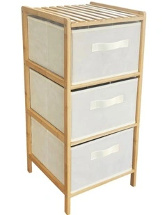 3 Drawer Bamboo Storage Cabinet in Brown